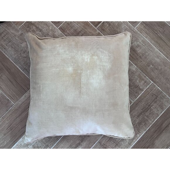 Luxurious Contemporary Cream 18" x 18" Velveteen Accent Pillow Self-Piped - Picture 6 of 7